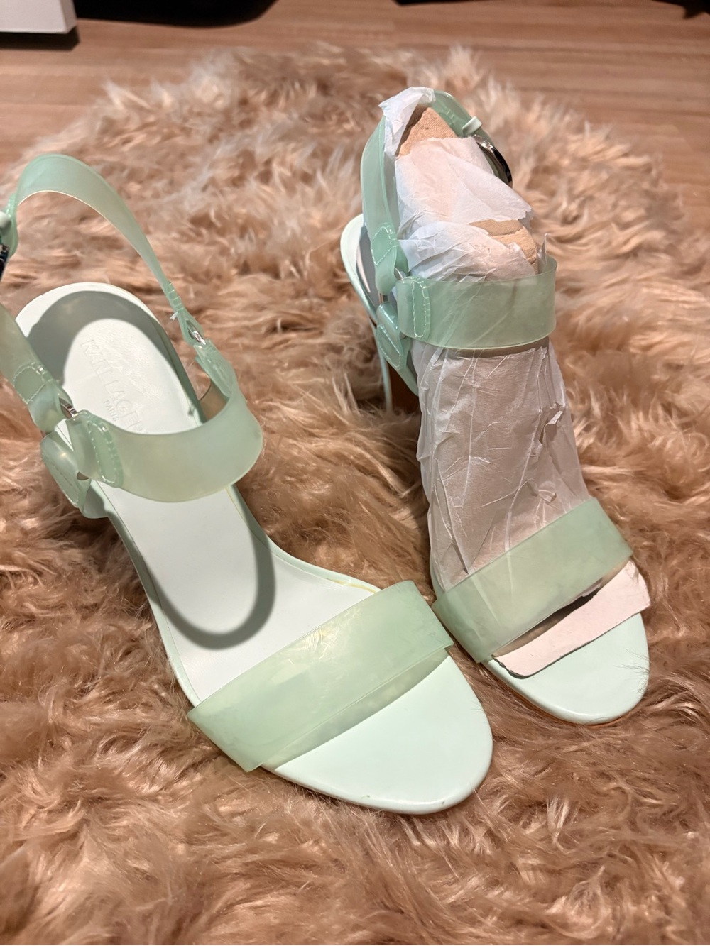 Karl Lagerfeld Mint Green Strappy Heel Sandals